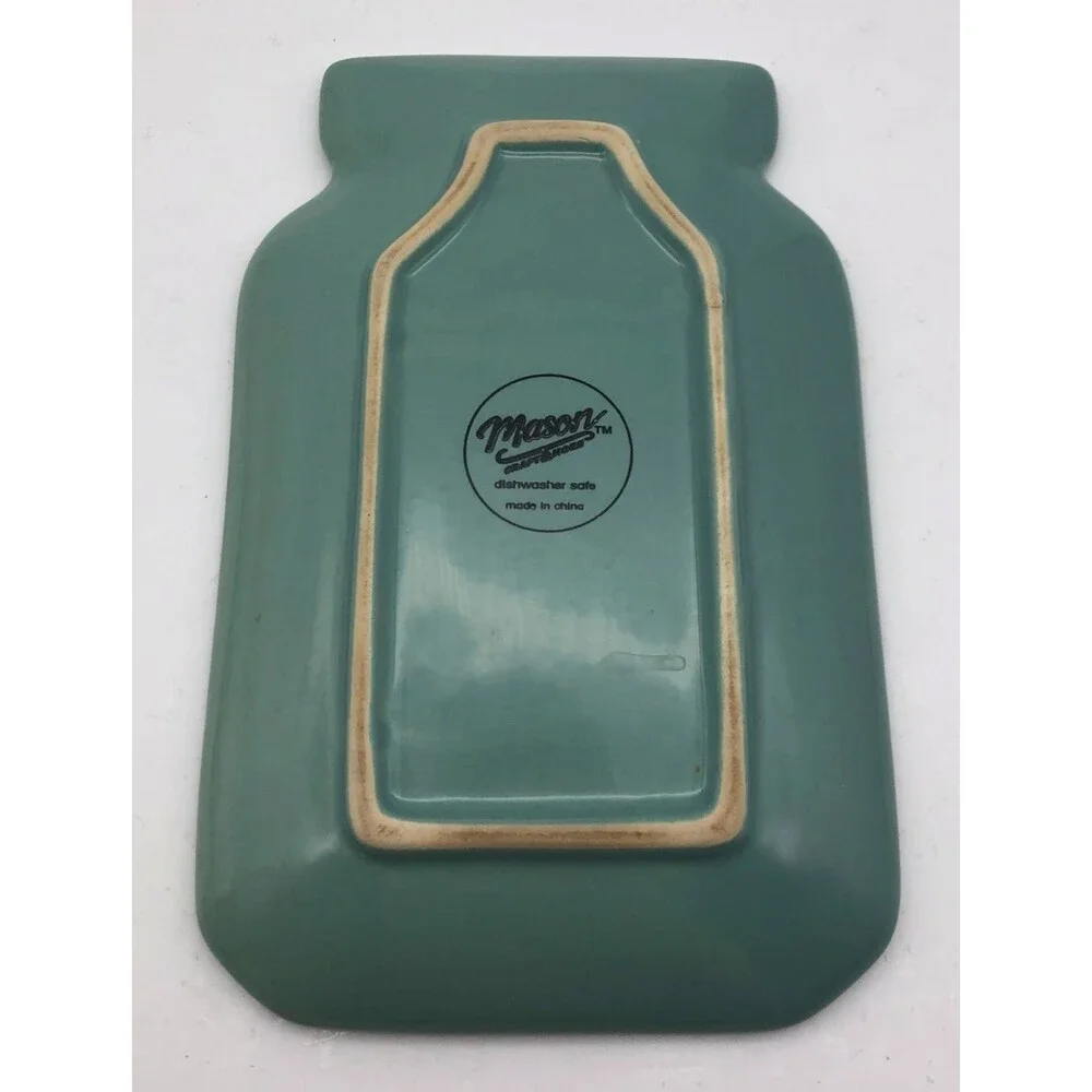 Mason Jar Ceramic Spoon Rest Blue Kitchen